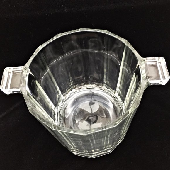 Vintage Heavy Glass Ice Bucket Tab Handles - Picture 5 of 7